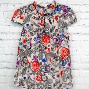 Floral Ruffle Short Sleevel Blouse